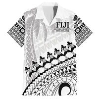 Custom Fiji Rugby Cibi Dance Family Matching Short Sleeve Bodycon Dress and Hawaiian Shirt Create History World Cup Sevens LT9 Dad's Shirt - Short Sleeve White - Polynesian Pride