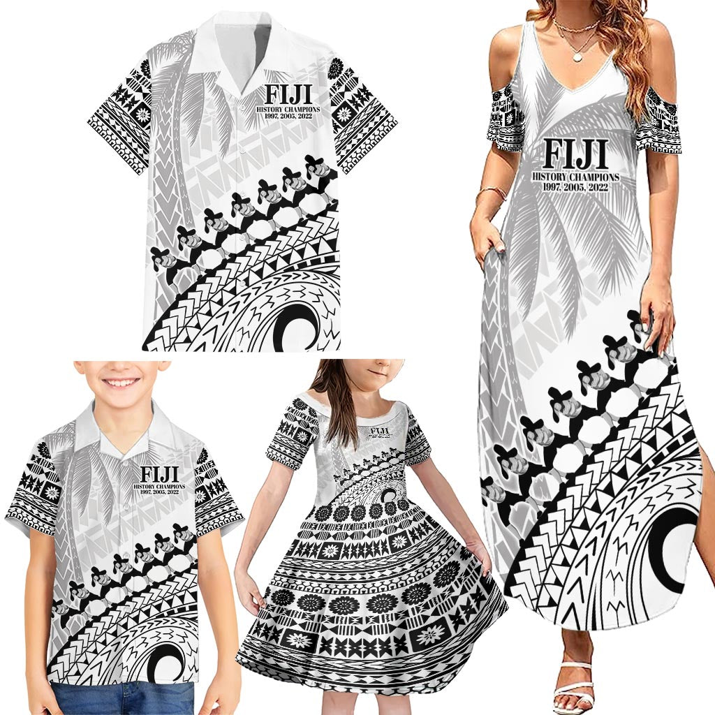 Custom Fiji Rugby Cibi Dance Family Matching Summer Maxi Dress and Hawaiian Shirt Create History World Cup Sevens LT9 - Polynesian Pride