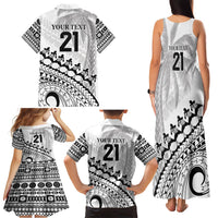 Custom Fiji Rugby Cibi Dance Family Matching Tank Maxi Dress and Hawaiian Shirt Create History World Cup Sevens LT9 - Polynesian Pride