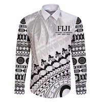 Custom Fiji Rugby Cibi Dance Family Matching Tank Maxi Dress and Hawaiian Shirt Create History World Cup Sevens LT9 Dad's Shirt - Long Sleeve White - Polynesian Pride