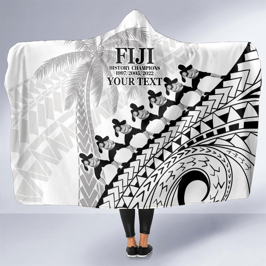 Custom Fiji Rugby Cibi Dance Hooded Blanket Create History World Cup Sevens LT9 One Size White - Polynesian Pride