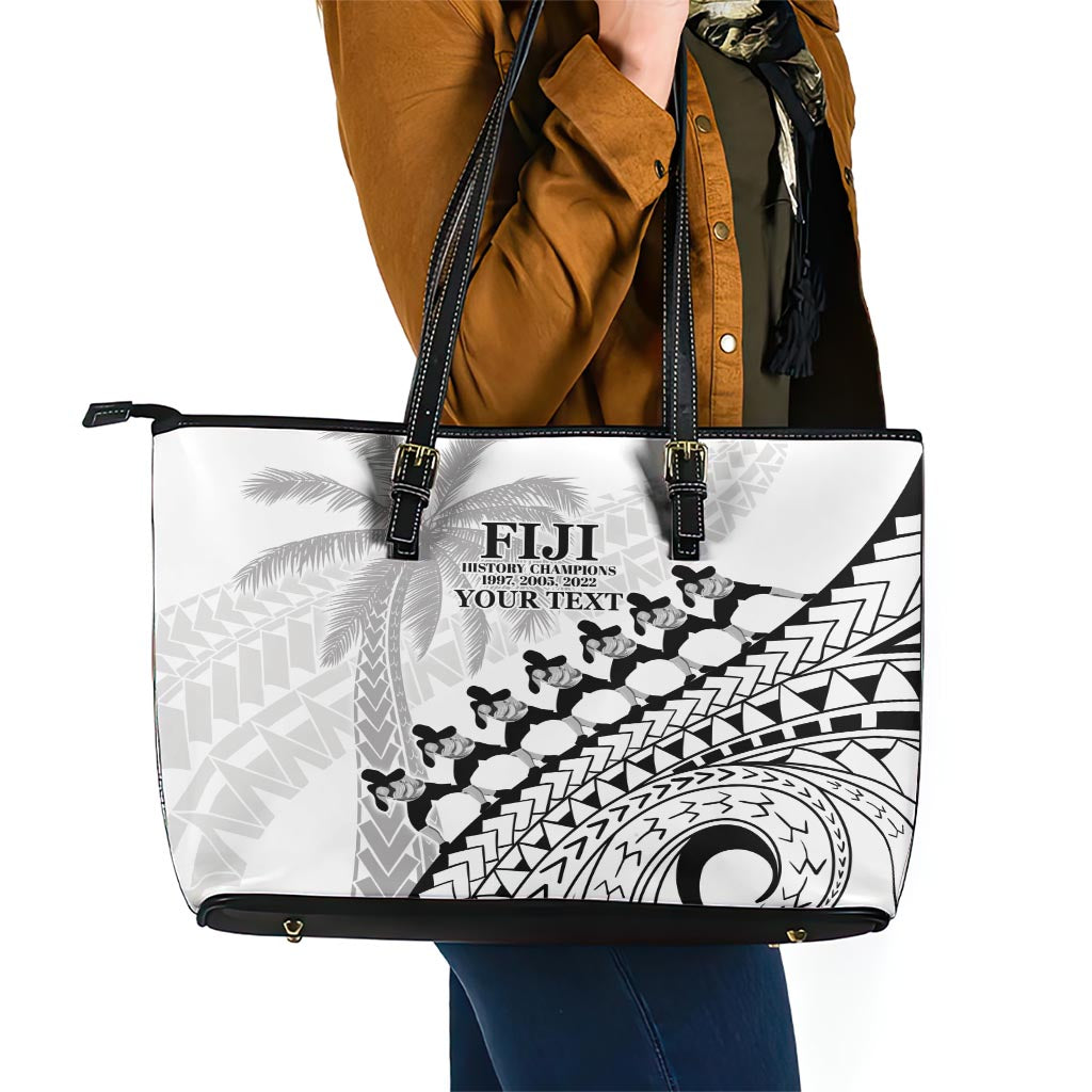 Custom Fiji Rugby Cibi Dance Leather Tote Bag Create History World Cup Sevens LT9 - Polynesian Pride