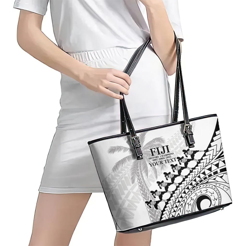 Custom Fiji Rugby Cibi Dance Leather Tote Bag Create History World Cup Sevens LT9 - Polynesian Pride