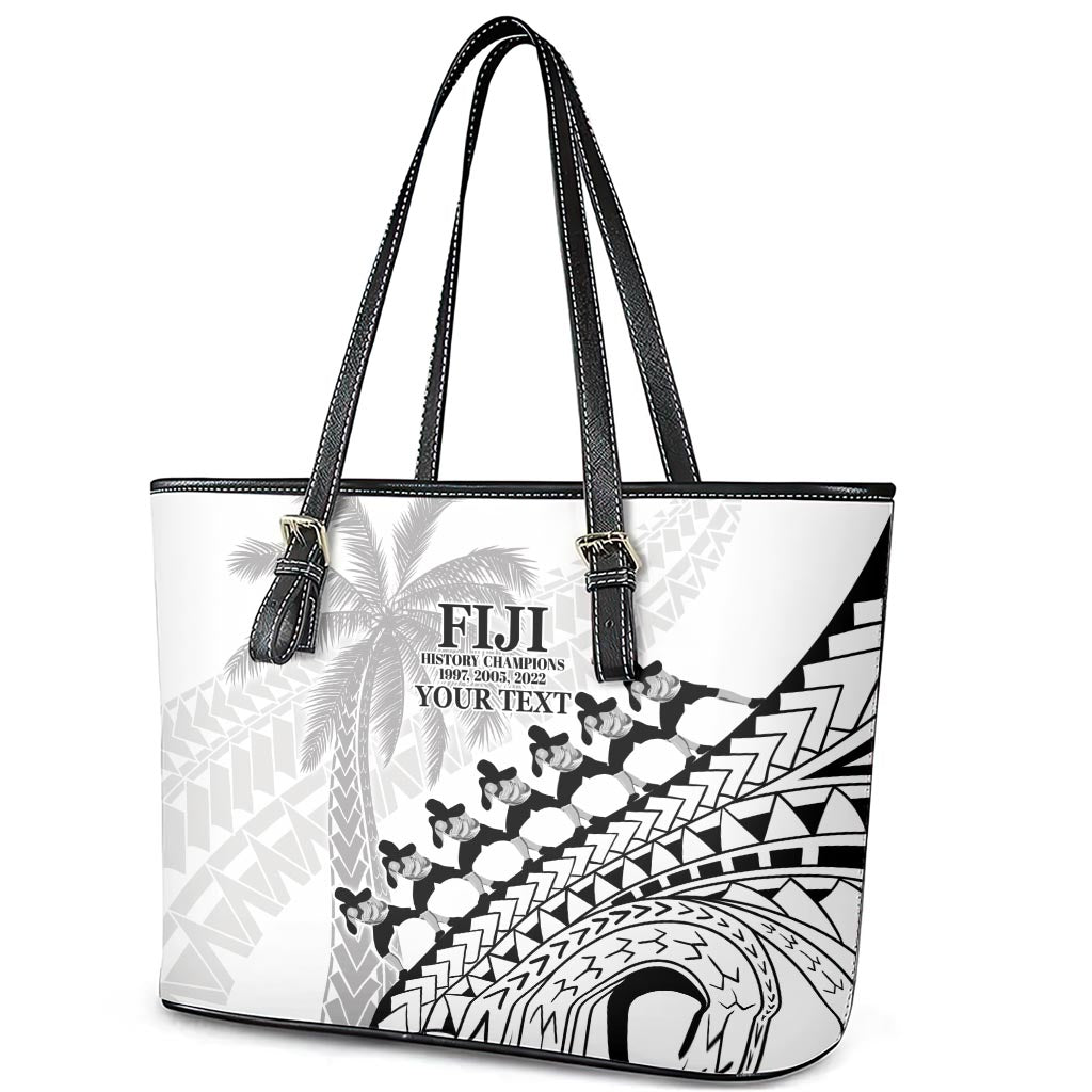 Custom Fiji Rugby Cibi Dance Leather Tote Bag Create History World Cup Sevens LT9 - Polynesian Pride