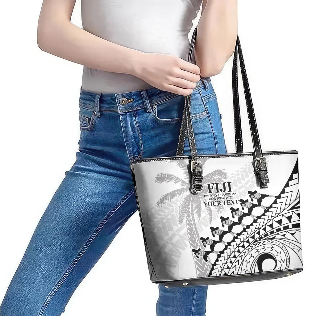 Custom Fiji Rugby Cibi Dance Leather Tote Bag Create History World Cup Sevens LT9 - Polynesian Pride