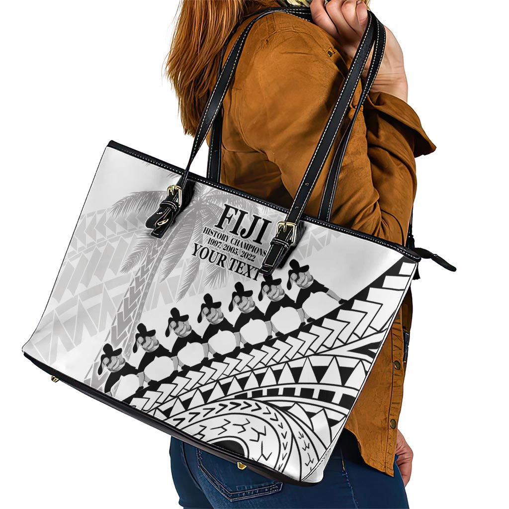 Custom Fiji Rugby Cibi Dance Leather Tote Bag Create History World Cup Sevens LT9 - Polynesian Pride