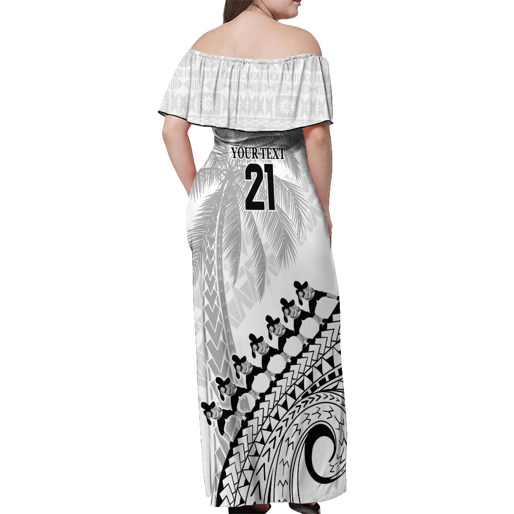 Custom Fiji Rugby Cibi Dance Off Shoulder Maxi Dress Create History World Cup Sevens LT9 - Polynesian Pride