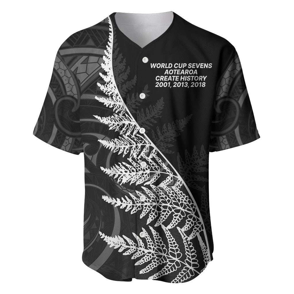New Zealand Black Fern 7s Baseball Jersey History World Cup Sevens LT9 Black - Polynesian Pride