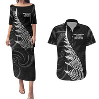 New Zealand Black Fern 7s Couples Matching Puletasi and Hawaiian Shirt History World Cup Sevens LT9 Black - Polynesian Pride