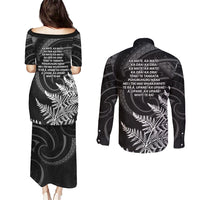 New Zealand Black Fern 7s Couples Matching Puletasi and Long Sleeve Button Shirt History World Cup Sevens LT9 - Polynesian Pride