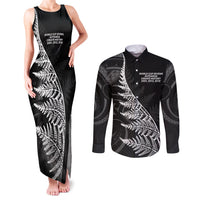New Zealand Black Fern 7s Couples Matching Tank Maxi Dress and Long Sleeve Button Shirt History World Cup Sevens LT9 Black - Polynesian Pride