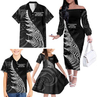 New Zealand Black Fern 7s Family Matching Off The Shoulder Long Sleeve Dress and Hawaiian Shirt History World Cup Sevens LT9 - Polynesian Pride