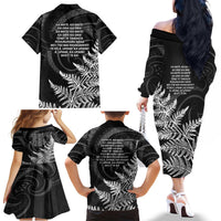 New Zealand Black Fern 7s Family Matching Off The Shoulder Long Sleeve Dress and Hawaiian Shirt History World Cup Sevens LT9 - Polynesian Pride