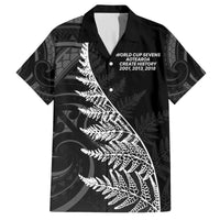 New Zealand Black Fern 7s Family Matching Off The Shoulder Long Sleeve Dress and Hawaiian Shirt History World Cup Sevens LT9 Dad's Shirt - Short Sleeve Black - Polynesian Pride