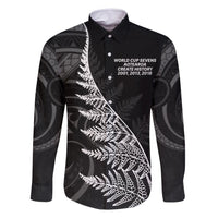 New Zealand Black Fern 7s Family Matching Off Shoulder Maxi Dress and Hawaiian Shirt History World Cup Sevens LT9 Dad's Shirt - Long Sleeve Black - Polynesian Pride
