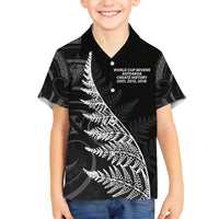 New Zealand Black Fern 7s Family Matching Short Sleeve Bodycon Dress and Hawaiian Shirt History World Cup Sevens LT9 Son's Shirt Black - Polynesian Pride