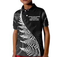 New Zealand Black Fern 7s Kid Polo Shirt History World Cup Sevens LT9 Kid Black - Polynesian Pride