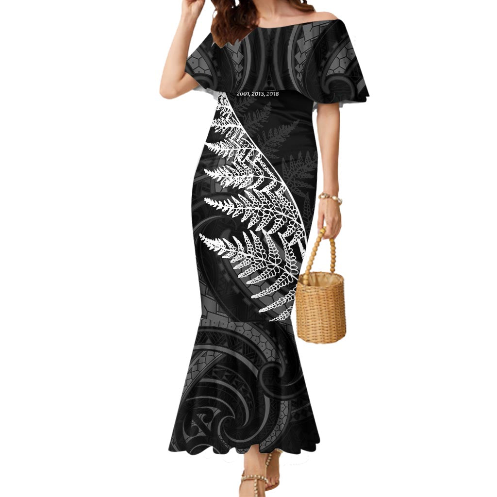 New Zealand Black Fern 7s Mermaid Dress History World Cup Sevens LT9 Women Black - Polynesian Pride
