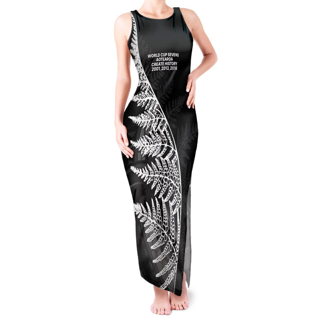 New Zealand Black Fern 7s Tank Maxi Dress History World Cup Sevens LT9 Women Black - Polynesian Pride