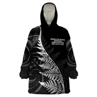 New Zealand Black Fern 7s Wearable Blanket Hoodie History World Cup Sevens LT9 One Size Black - Polynesian Pride
