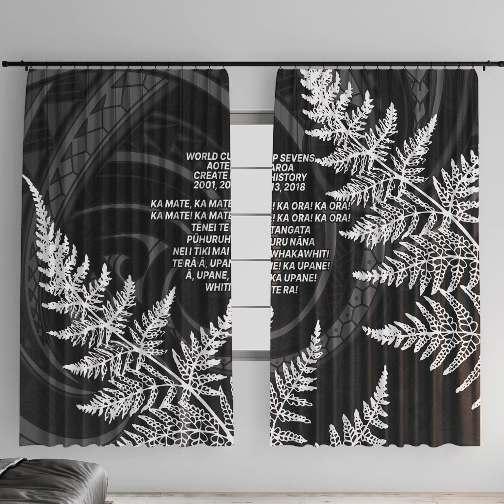 New Zealand Black Fern 7s Window Curtain History World Cup Sevens LT9 With Hooks Black - Polynesian Pride