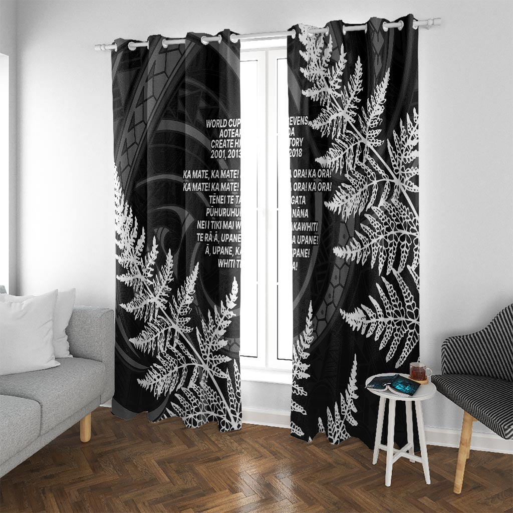 New Zealand Black Fern 7s Window Curtain History World Cup Sevens LT9 With Grommets Black - Polynesian Pride