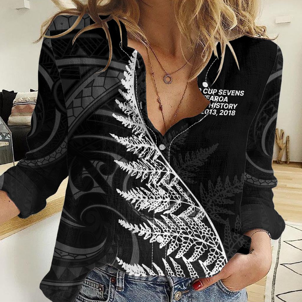 New Zealand Black Fern 7s Women Casual Shirt History World Cup Sevens LT9 Female Black - Polynesian Pride