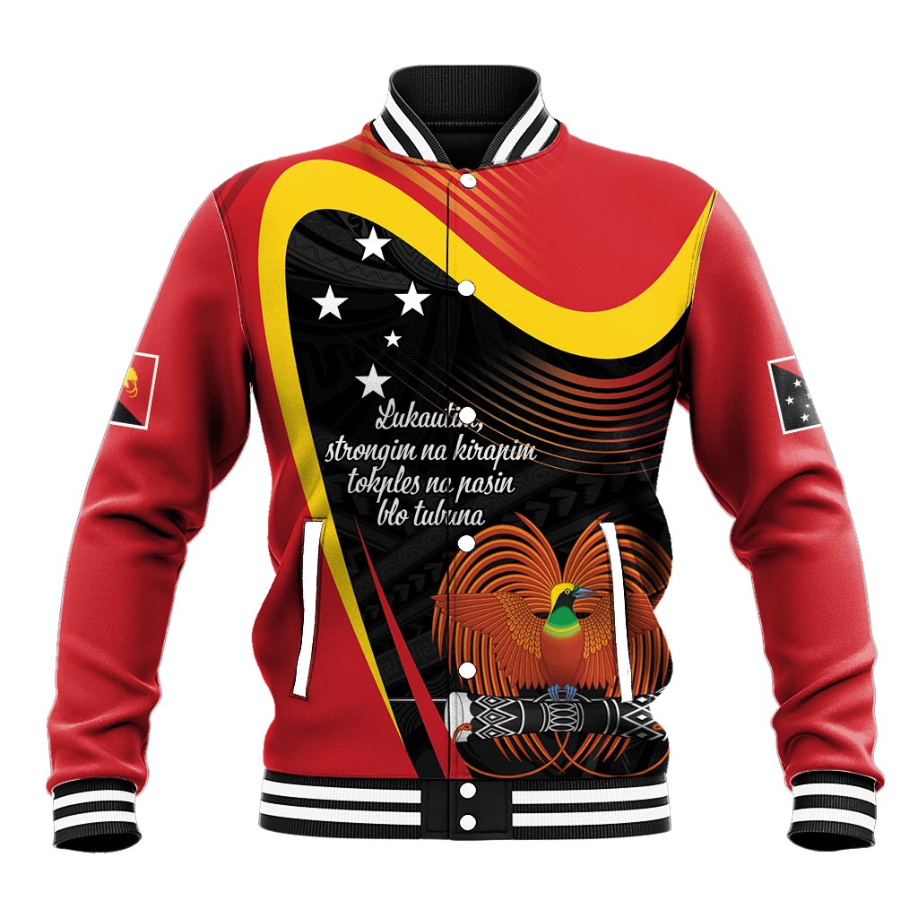 Personalised Papua Niugini Tok Pisin Wik Baseball Jacket LT9 Unisex Red - Polynesian Pride