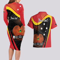 Personalised Papua Niugini Tok Pisin Wik Couples Matching Long Sleeve Bodycon Dress and Hawaiian Shirt LT9 - Polynesian Pride