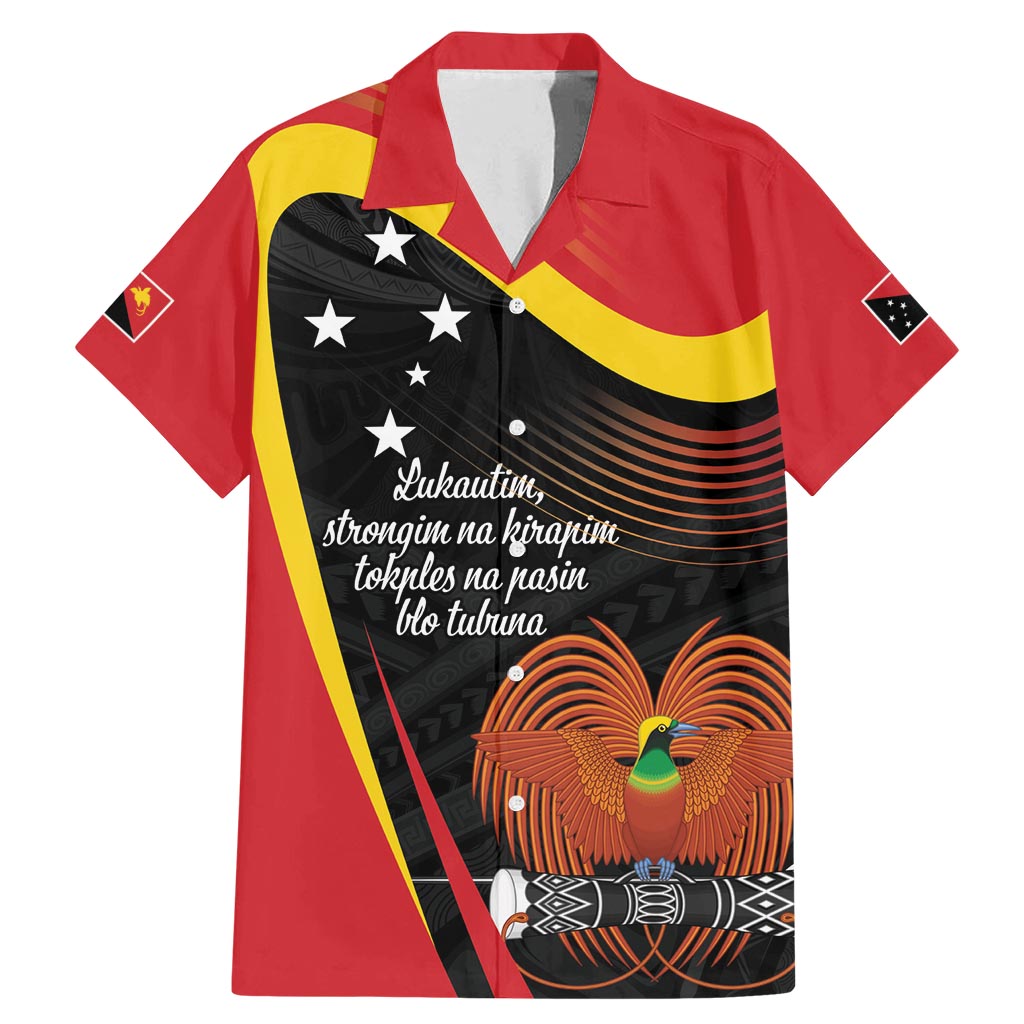 Personalised Papua Niugini Tok Pisin Wik Family Matching Mermaid Dress and Hawaiian Shirt LT9 Dad's Shirt - Short Sleeve Red - Polynesian Pride