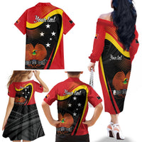 Personalised Papua Niugini Tok Pisin Wik Family Matching Off The Shoulder Long Sleeve Dress and Hawaiian Shirt LT9 - Polynesian Pride