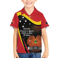 Personalised Papua Niugini Tok Pisin Wik Family Matching Off Shoulder Maxi Dress and Hawaiian Shirt LT9 Son's Shirt Red - Polynesian Pride