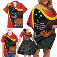 Personalised Papua Niugini Tok Pisin Wik Family Matching Off Shoulder Short Dress and Hawaiian Shirt LT9 - Polynesian Pride