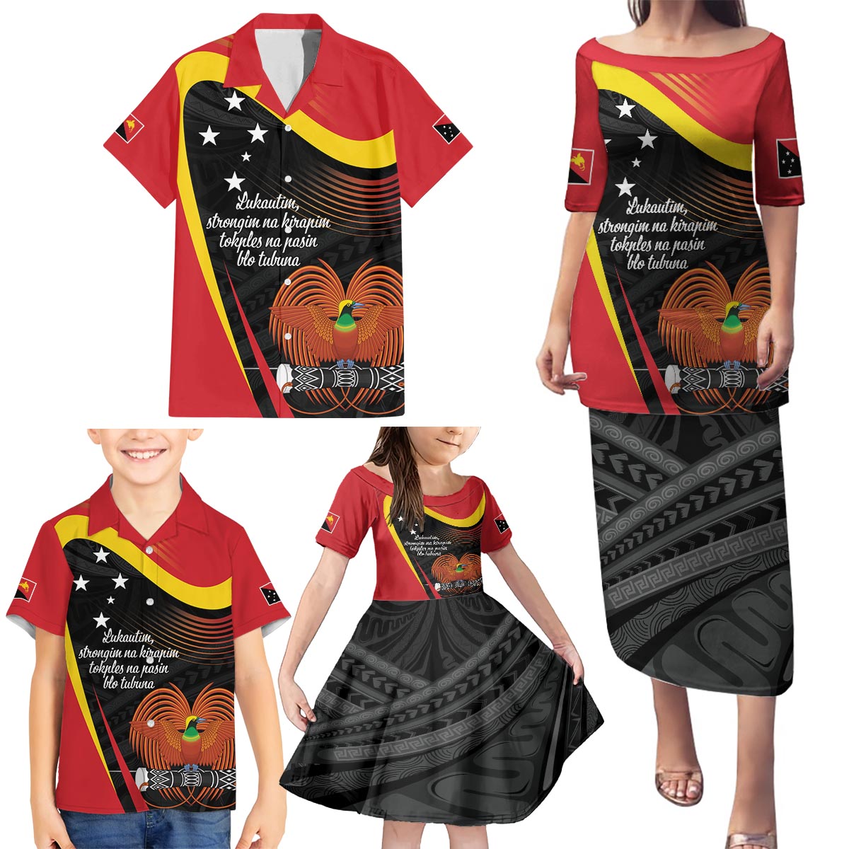Personalised Papua Niugini Tok Pisin Wik Family Matching Puletasi and Hawaiian Shirt LT9 - Polynesian Pride