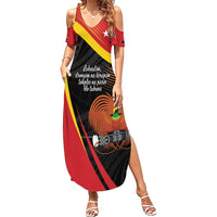 Personalised Papua Niugini Tok Pisin Wik Family Matching Summer Maxi Dress and Hawaiian Shirt LT9 Mom's Dress Red - Polynesian Pride