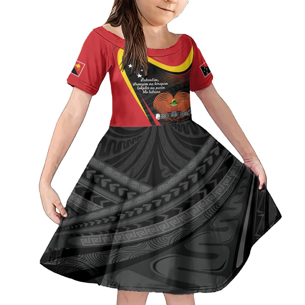 Personalised Papua Niugini Tok Pisin Wik Family Matching Tank Maxi Dress and Hawaiian Shirt LT9 Daughter's Dress Red - Polynesian Pride