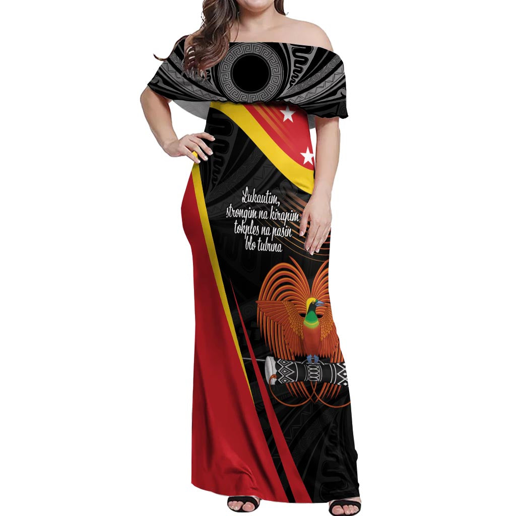 Personalised Papua Niugini Tok Pisin Wik Off Shoulder Maxi Dress LT9 Women Red - Polynesian Pride