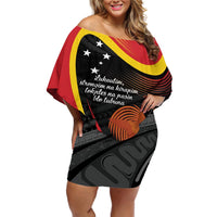 Personalised Papua Niugini Tok Pisin Wik Off Shoulder Short Dress LT9 Women Red - Polynesian Pride