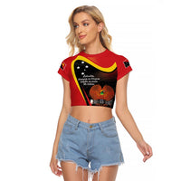 Personalised Papua Niugini Tok Pisin Wik Raglan Cropped T Shirt LT9 Female Red - Polynesian Pride