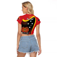 Personalised Papua Niugini Tok Pisin Wik Raglan Cropped T Shirt LT9 - Polynesian Pride