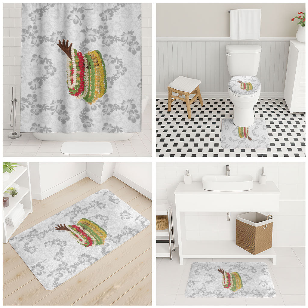 Hawaii Lei Kamehameha Bathroom Set Ke'oke'o Seamless Pattern Hibiscus Flower