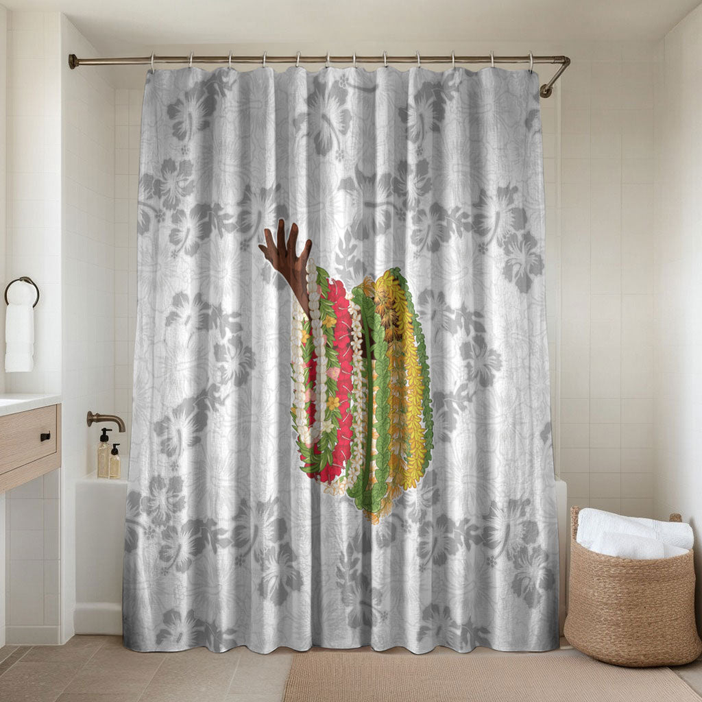 Hawaii Lei Kamehameha Bathroom Set Ke'oke'o Seamless Pattern Hibiscus Flower