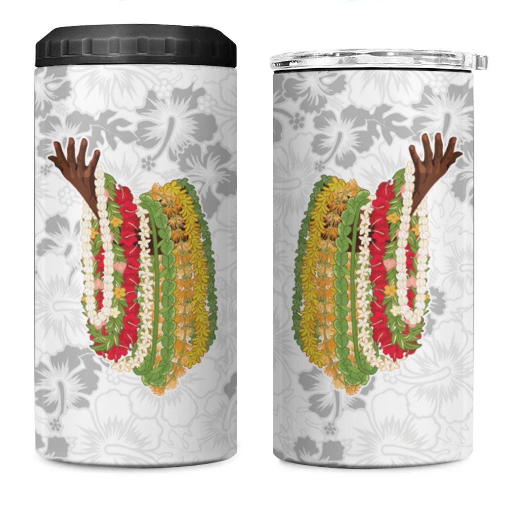 Hawaii Lei Kamehameha 4 in 1 Can Cooler Tumbler Ke'oke'o Seamless Pattern Hibiscus Flower