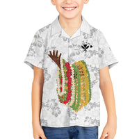 Hawaii Lei Kamehameha Family Matching Long Sleeve Bodycon Dress and Hawaiian Shirt Ke'oke'o Seamless Pattern Hibiscus Flower LT9 Son's Shirt White - Polynesian Pride