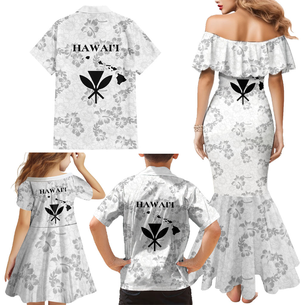 Hawaii Lei Kamehameha Family Matching Mermaid Dress and Hawaiian Shirt Ke'oke'o Seamless Pattern Hibiscus Flower LT9 - Polynesian Pride