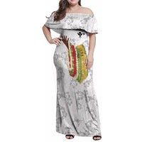 Hawaii Lei Kamehameha Family Matching Off Shoulder Maxi Dress and Hawaiian Shirt Ke'oke'o Seamless Pattern Hibiscus Flower LT9 Mom's Dress White - Polynesian Pride