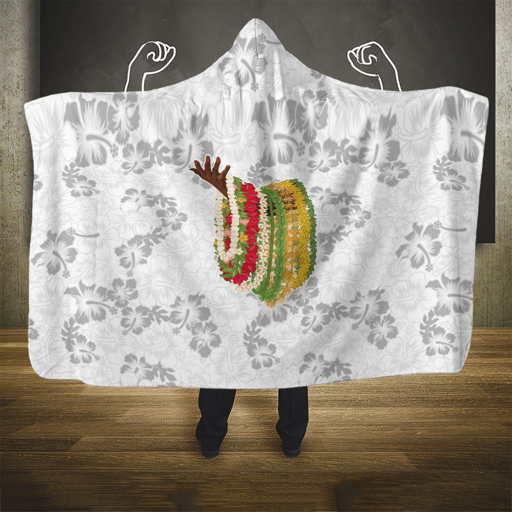 Hawaii Lei Kamehameha Hooded Blanket Ke'oke'o Seamless Pattern Hibiscus Flower