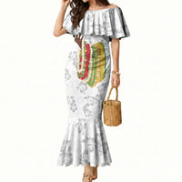 Hawaii Lei Kamehameha Mermaid Dress Ke'oke'o Seamless Pattern Hibiscus Flower LT9 Women White - Polynesian Pride