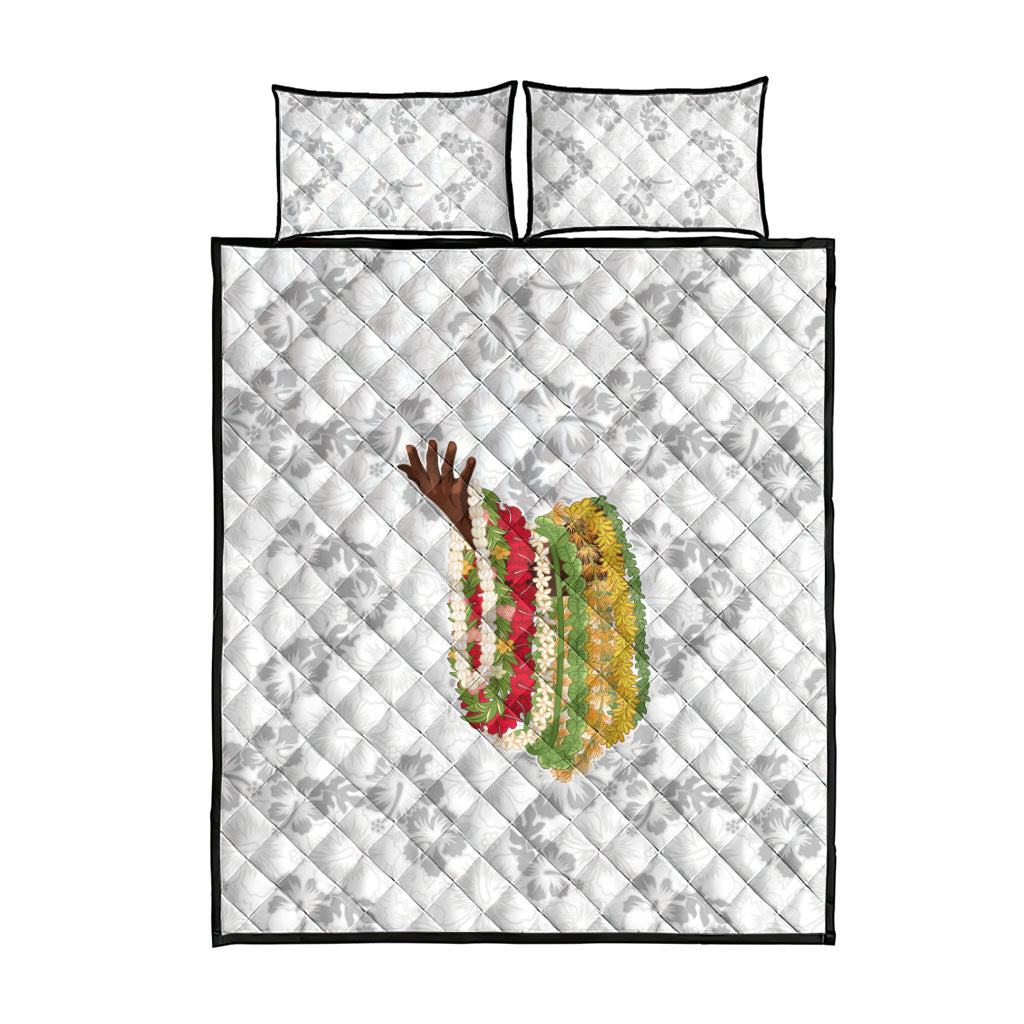 Hawaii Lei Kamehameha Quilt Bed Set Ke'oke'o Seamless Pattern Hibiscus Flower