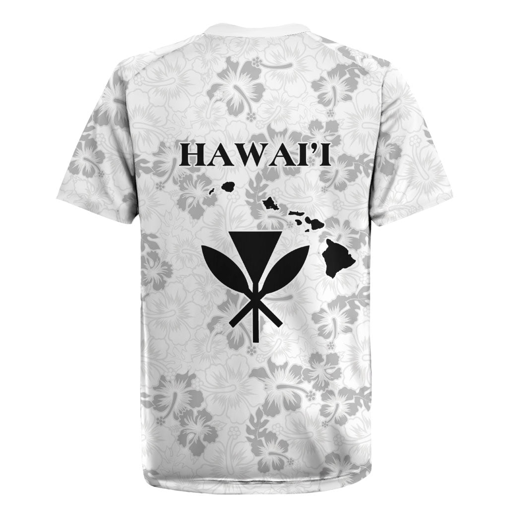Hawaii Lei Kamehameha Rugby Jersey Ke'oke'o Seamless Pattern Hibiscus Flower